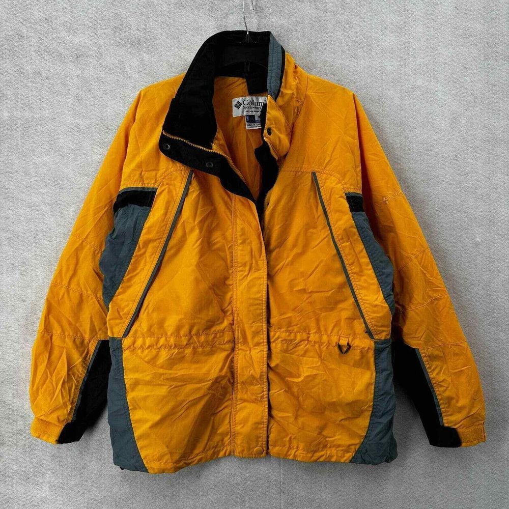 Columbia Ski Jacket Womens LARGE Yellow Core Interchange Full Zip Coat Cinch